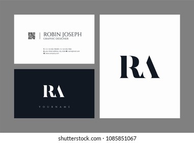 Letters R A joint logo icon with business card vector template.