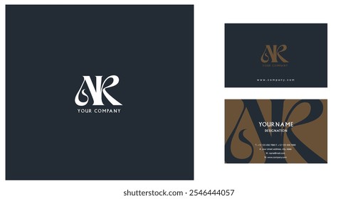 Letters A R  Joint logo icon with business card vector template.