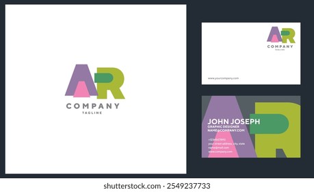 Letra A R, ícone de logotipo conjunto com modelo de vetor de cartão de visita.