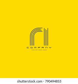 Letters R I joint logo icon. Stroke letter vector element.