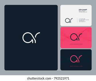 Letters A R joint logo icon with business card vector template.
