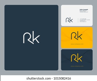 Letters R K, R & K joint logo icon with business card vector template.
