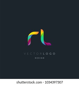 Letters R L, R & L logo, multi colour letters icon vector template.