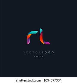 Letters R L, R & L logo, multi colour letters icon vector template.