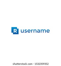 Letters R logo, negative space style. Minimal monochrome monogram symbol. Universal elegant vector sign design. Graphic alphabet symbol for corporate identity
