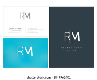 Letters R M, R & M joint logo icon with business card vector template.