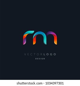 Letters R M, R & M logo, multi colour letters icon vector template.