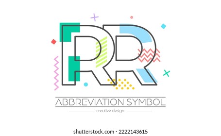 Buchstaben R und R Zusammenführung von zwei Buchstaben. Initiallogo oder Abkürzungssymbol. Vektorgrafik für kreatives Design und kreative Ideen. Flacher Stil.