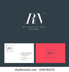 Letters R N joint logo icon with business card vector template.