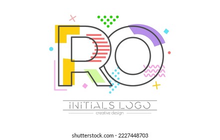 Letters R and O. Merging of two letters. Initials logo or abbreviation symbol. Vector illustration for creative design and creative ideas. Flat style.