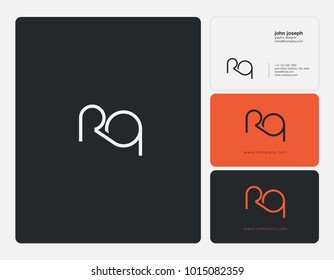 Letters R Q, R & Q joint logo icon with business card vector template.
