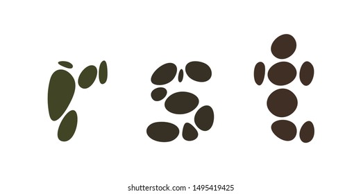 Letters r, s, t. Vector flat illustration.
