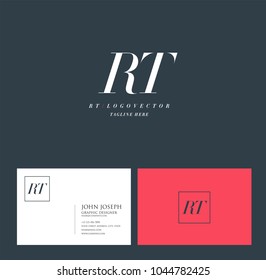 Letters R T joint logo icon with business card vector template.