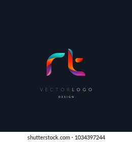 Letters R T, R & T logo, multi colour letters icon vector template.