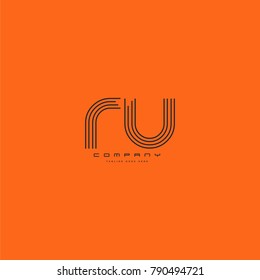 Letters R U joint logo icon. Stroke letter vector element.
