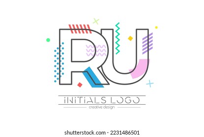 Cartas R y U. Fusión de dos letras. Símbolo inicial de logotipo o abreviatura. Ilustración vectorial para diseño creativo e ideas creativas. Estilo plano.