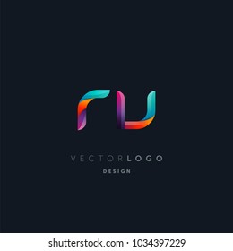 Letters R V, R & V logo, multi colour letters icon vector template.