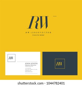 Letters R W joint logo icon with business card vector template.
