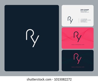 Letters R Y, R & Y joint logo icon with business card vector template.
