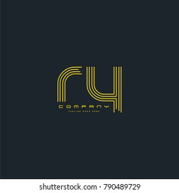 Letters R Y joint logo icon. Stroke letter vector element.