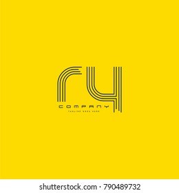 Letters R Y joint logo icon. Stroke letter vector element.