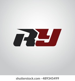 The letters R and Y logo automotive black and red colored