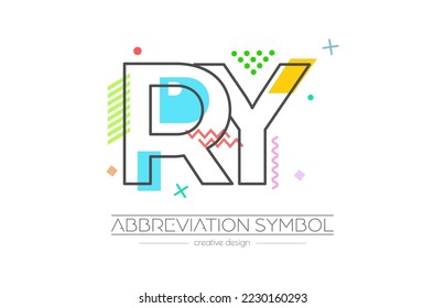 Cartas R e Y. Fusión de dos letras. Símbolo inicial de logotipo o abreviatura. Ilustración vectorial para diseño creativo e ideas creativas. Estilo plano.