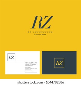 Letters R Z joint logo icon with business card vector template.