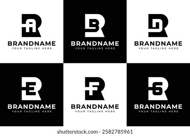 Letters RA RB RD RE RF RG Monogram Logo, for AR RA BR RB DR RD ER RE FR RF GR RG initials