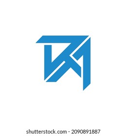 letters ra triangles geometric line logo vector