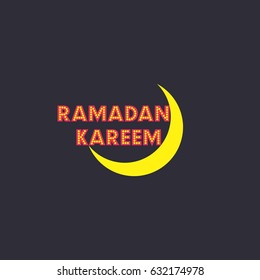 letters ramadan kareem in dots style with moon symbol design vector