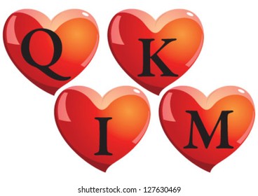 Letters in red heart shape