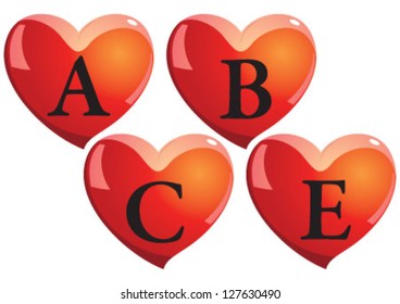 Letters in red heart shape