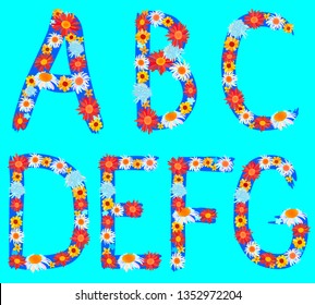 Letters from red and white daisies