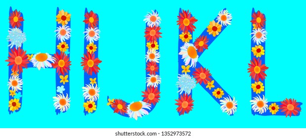 Letters from red and white daisies
