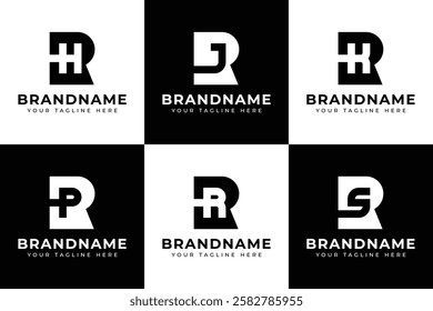 Letters RH RJ RK RP RR RS Monogram Logo, for HR RH JR RJ KR RK PR RP R RR SR RS initials