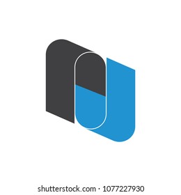 letters rj 3d design with capsule symbol logo