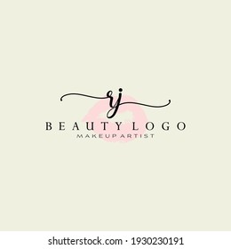 Letters RJ, Watercolor Lips, Premade Logo Design, Logo for Makeup Artist Business Branding, Blush Beauty Boutique Logo Design, Calligraphy Logo