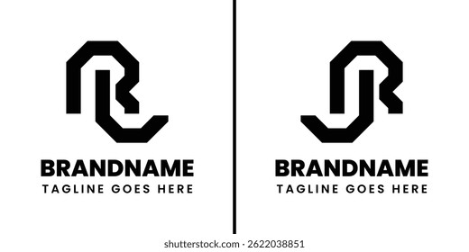 Letters RL and JR Geometric Monogram Logo, suitable for any brand with RL LR RJ JR initials