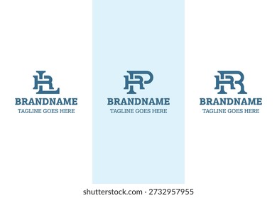 Letras RL PR RR Logo Monogram Set, para las iniciales LR PR R