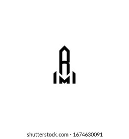 Letters RM MR forming rocket logo icon sign. Vector illustration isolated on background