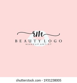 Letters RM, Watercolor Lips, Premade Logo Design, Logo for Makeup Artist Business Branding, Blush Beauty Boutique Logo Design, Calligraphy Logo