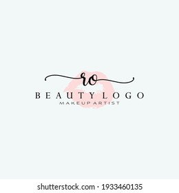 Letters RO, Watercolor Lips, Premade Logo Design, Logo for Makeup Artist Business Branding, Blush Beauty Boutique Logo Design, Calligraphy Logo