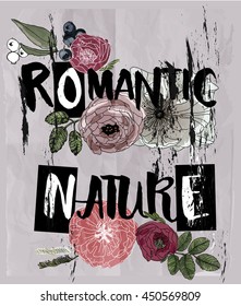 letters - Romantic Nature with floral elements