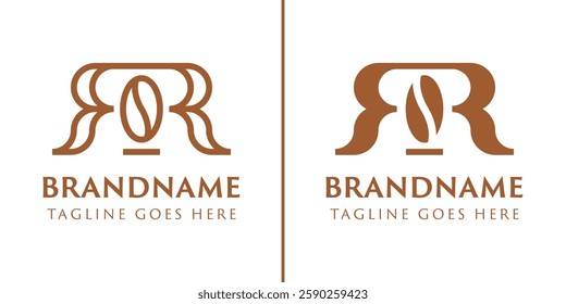 Letters RR Coffee Bean Logo, for coffee shops, roasters, or brands in the beverage