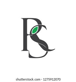 letters rs green leaf simple linked logo vector