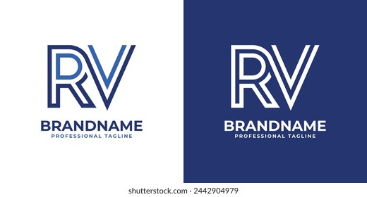Letters RV Line Monogram Logo, suitable for business with RV or VR initials