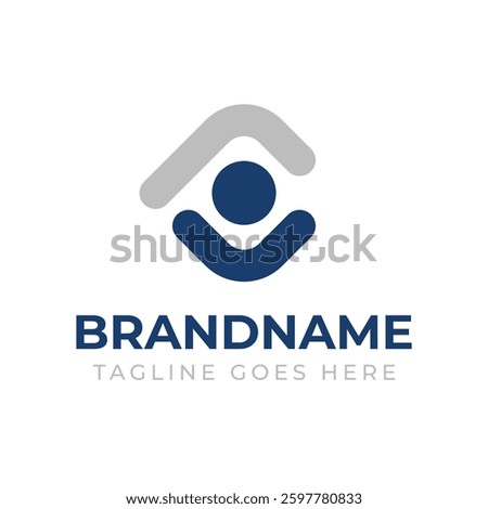 Letters RV People Logo,  integrated with abstract figures, symbolizing unity and collaboration