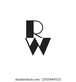 letters rw simple bold font simple logo vector 