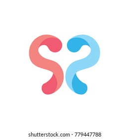 letters s 2 3d ribbon style logo